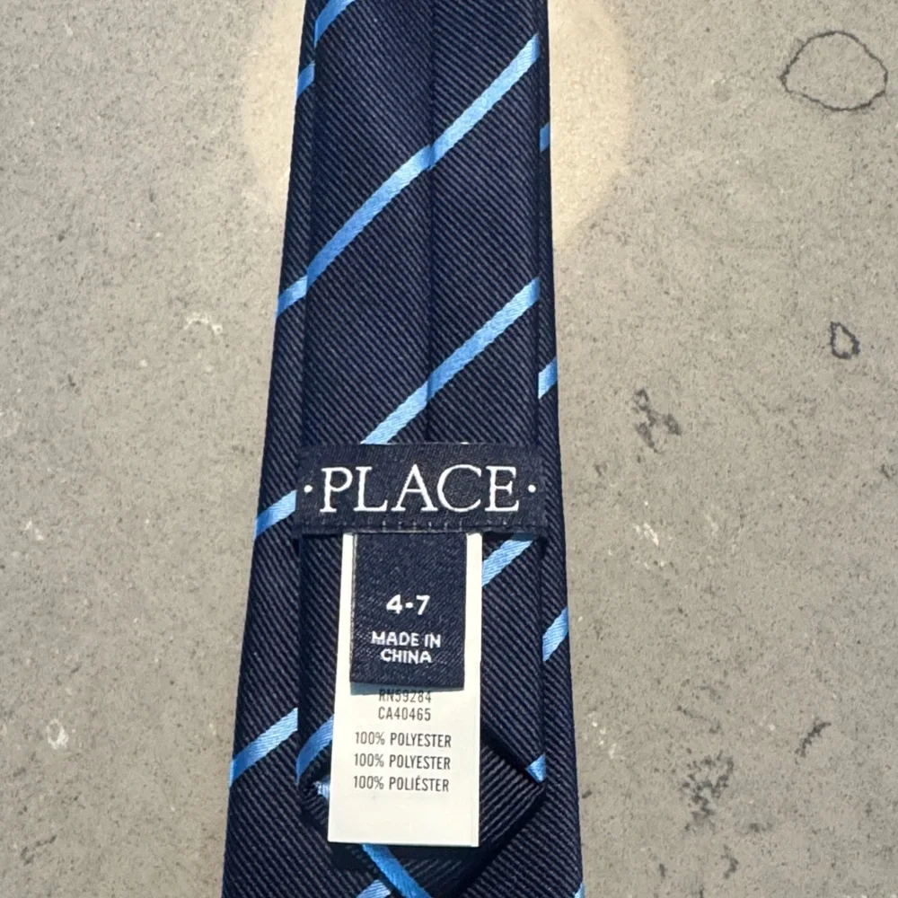 The Children's Place Navy and Light Blue Adjustable Striped Tie Age 4-7